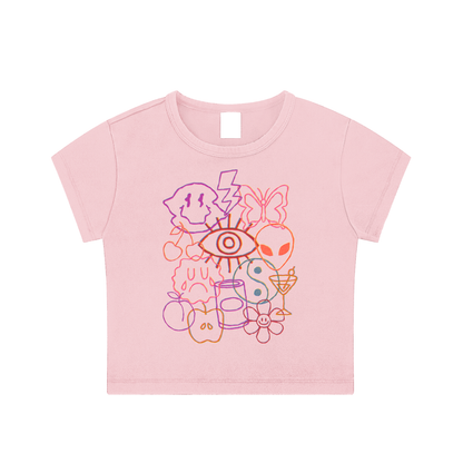 Trippy Doodles Snow Washed Crop Top