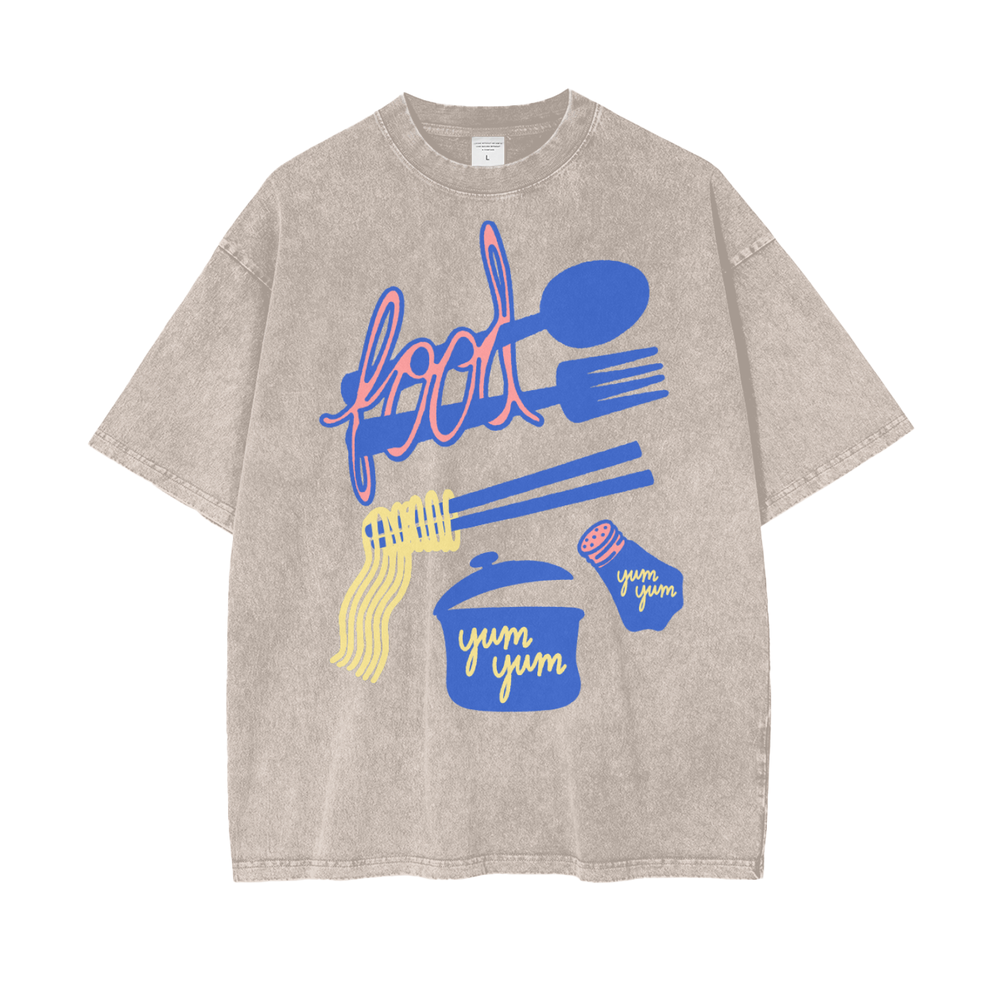 Food Yum Unisex Oversize Snow Washed T-Shirt