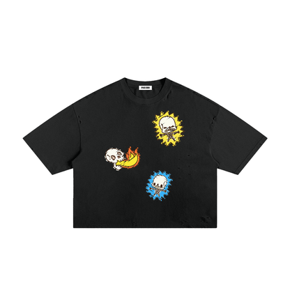 Electric Shock Classic Frayed Boxy Tee