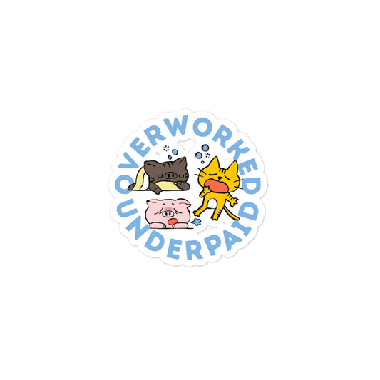 Animals Overworked Retro Sticker