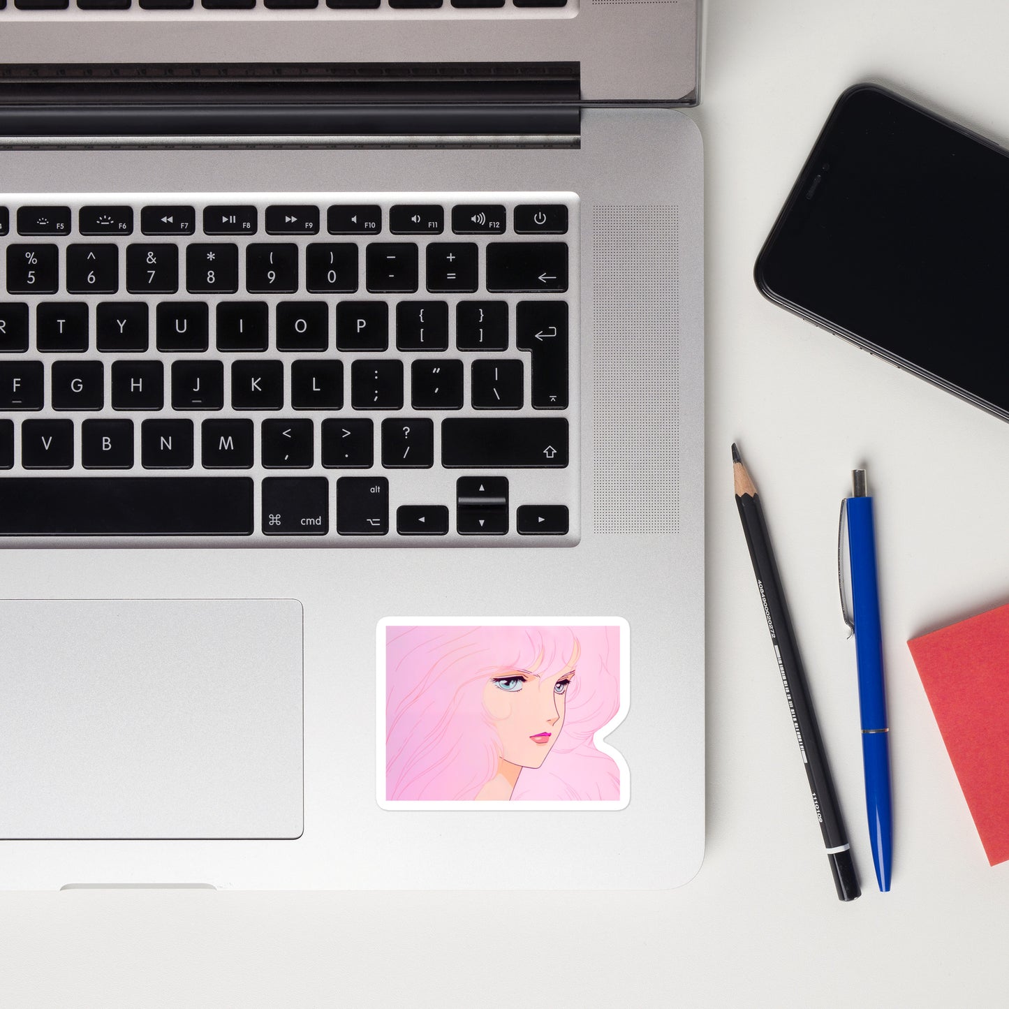 Anime Pink Girl Retro Sticker