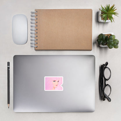 Anime Pink Girl Retro Sticker