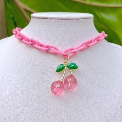Pink Cherry Pop 90s Chunky Chain Necklace