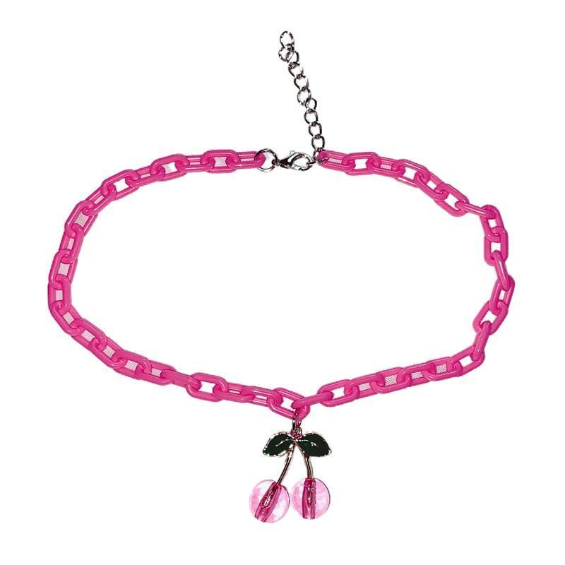 Pink Cherry Pop 90s Chunky Chain Necklace