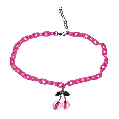 Pink Cherry Pop 90s Chunky Chain Necklace